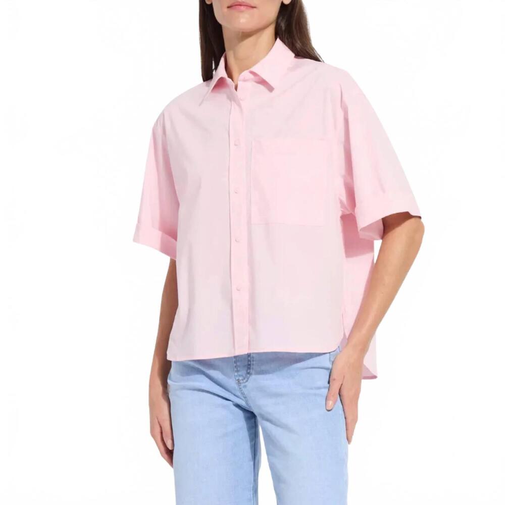 NEW LYSSE corinna oversized crop shirt in rose